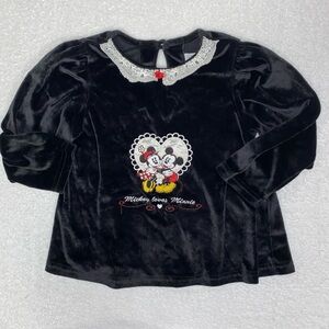 Vintage mickey & co black velour lace collar Mickey loves Minnie small 4